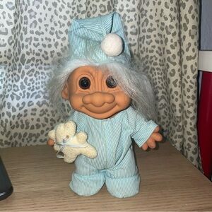 Vintage 90s Russ Creations Troll Doll in Blue Pajamas